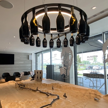 Illuminazione moderna e lampade su misura per un'azienda vinicola